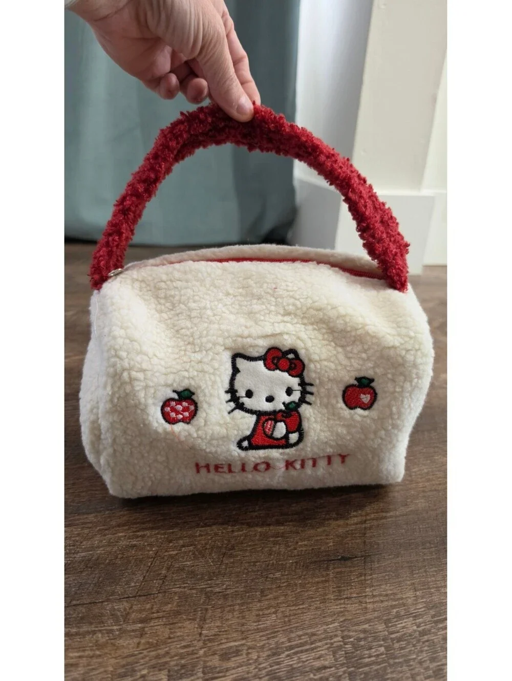 Hello Kitty Plush Handbag with Red Handle